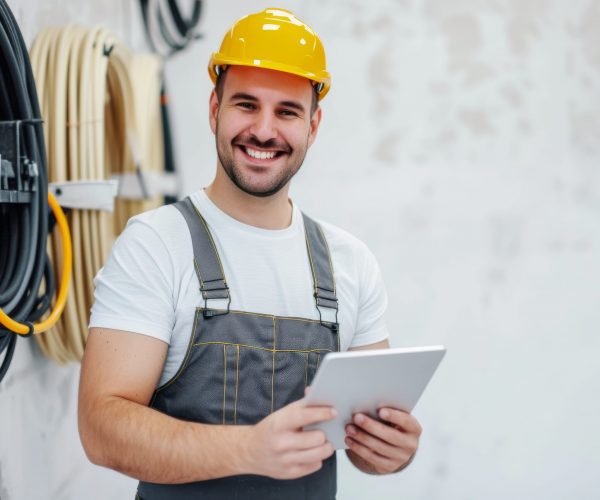 young-male-worker-overall-uniform-using-tablet-his-workplace-shot-confident-smiling-pro